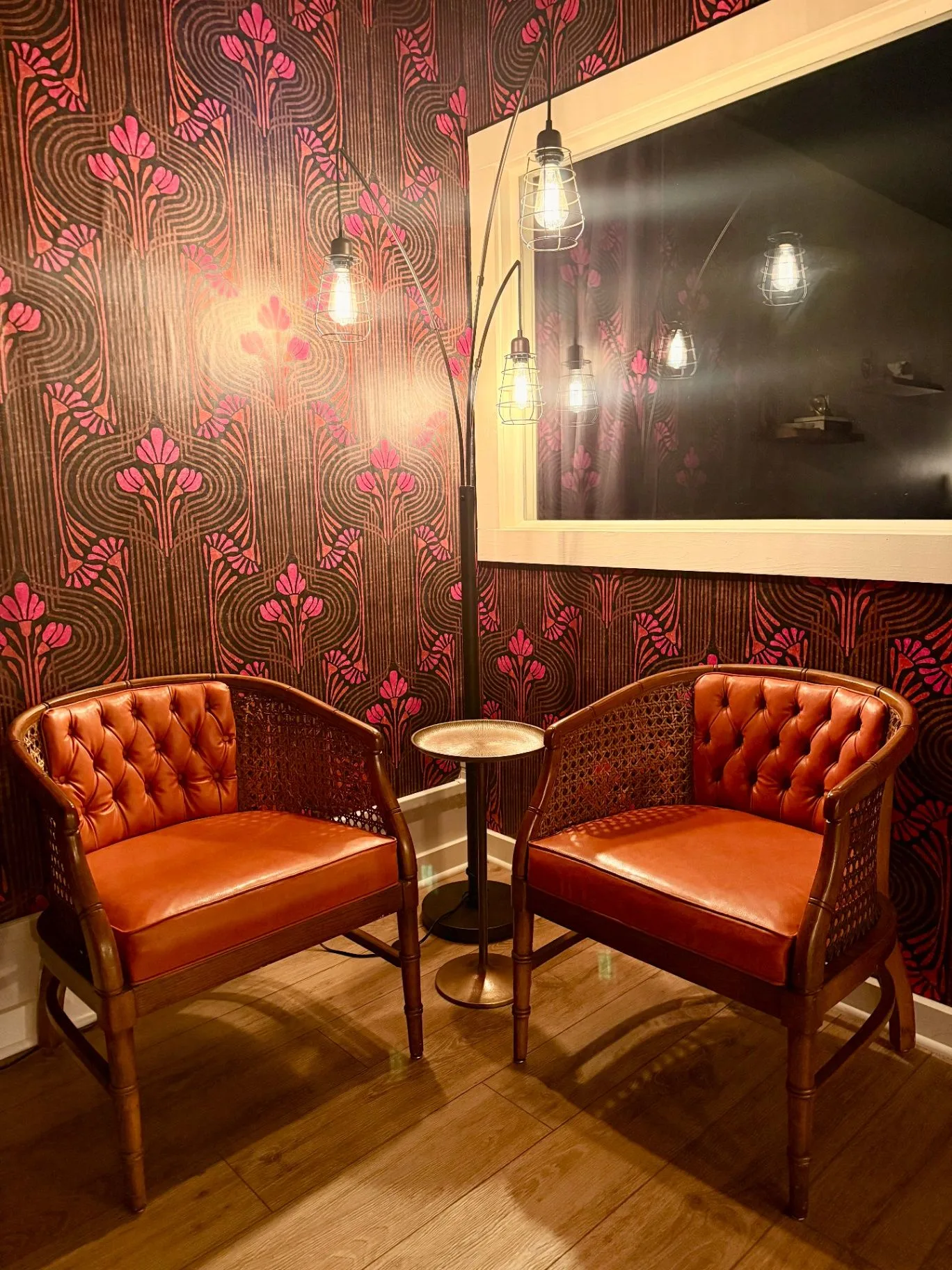 Two chairs in the Root + Ritual gathering space in Windsor, Colorado.